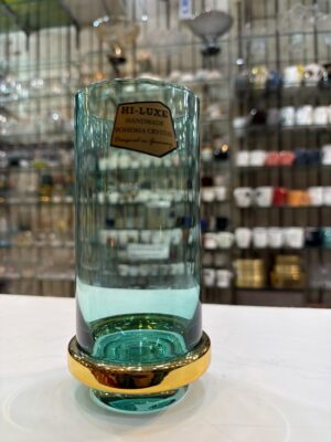 Hi luxe High Ball Cocktail, Juice glass, set of 6, Handmade Bohemian Crystal, Colour Green