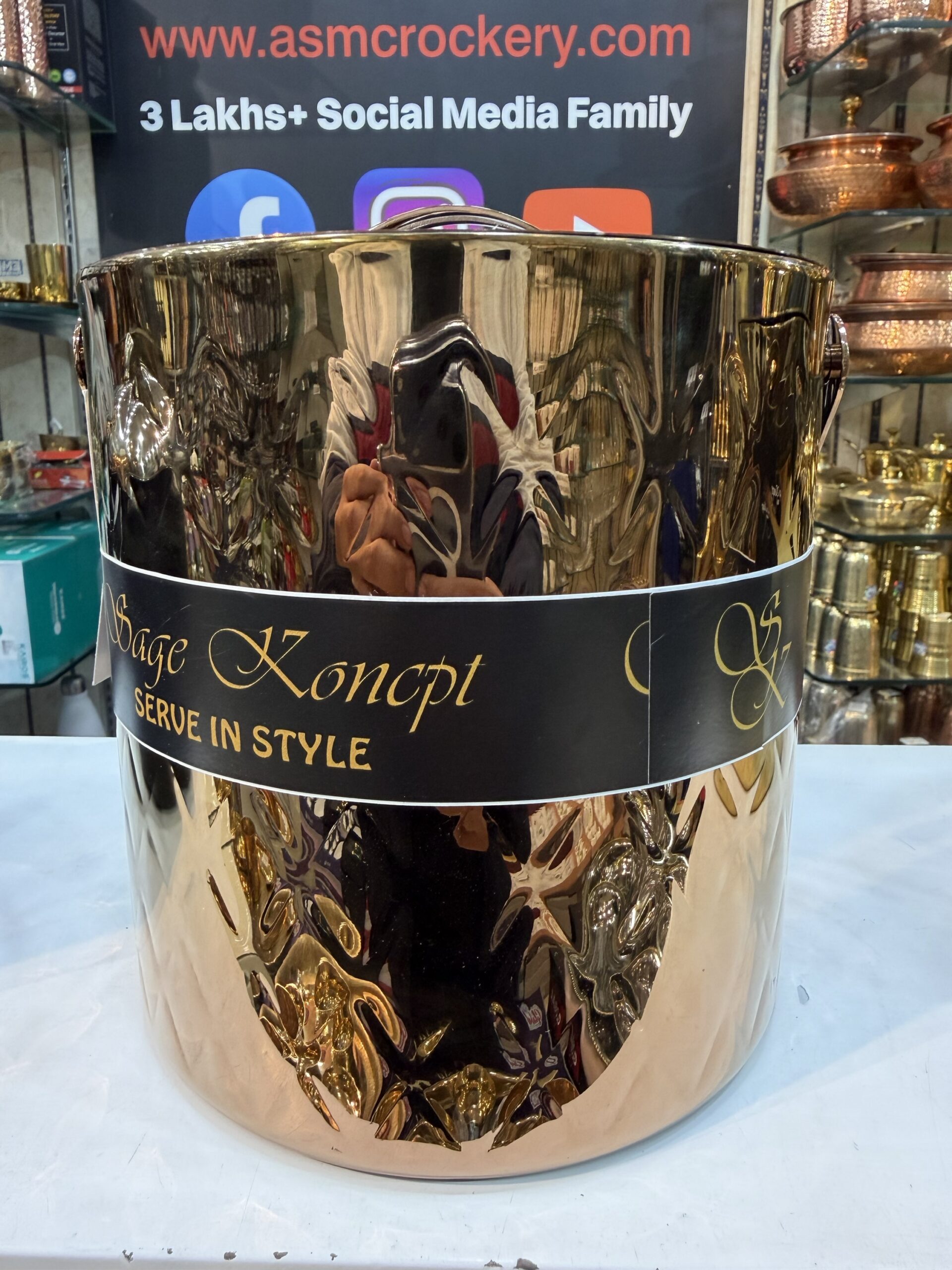 Premium PVD Coated Ice Bucket, Stainless Steel material - Image 2