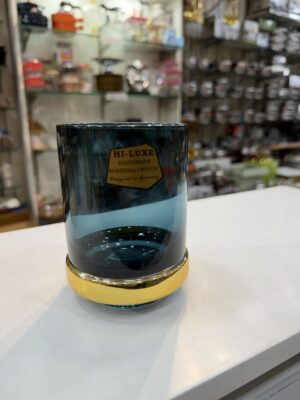 Hi luxe Whisky glass, set of 6, Handmade Bohemian Crystal, Colour Dark Teal, Blue- Green