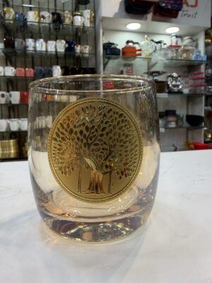 Hi luxe Turkey Collection Whisky glass, set of 6, Colour Black, Gold Tree