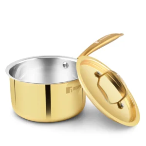 Bergner Peetlam Saucepan with Lid 16cm/1.6L, Traditional, Tin/Kalai Coated Brass