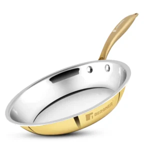 Bergner Peetlam Frypan 24cm/1L, Tin (Kalai) Coated, Traditional Brass Frying Pan