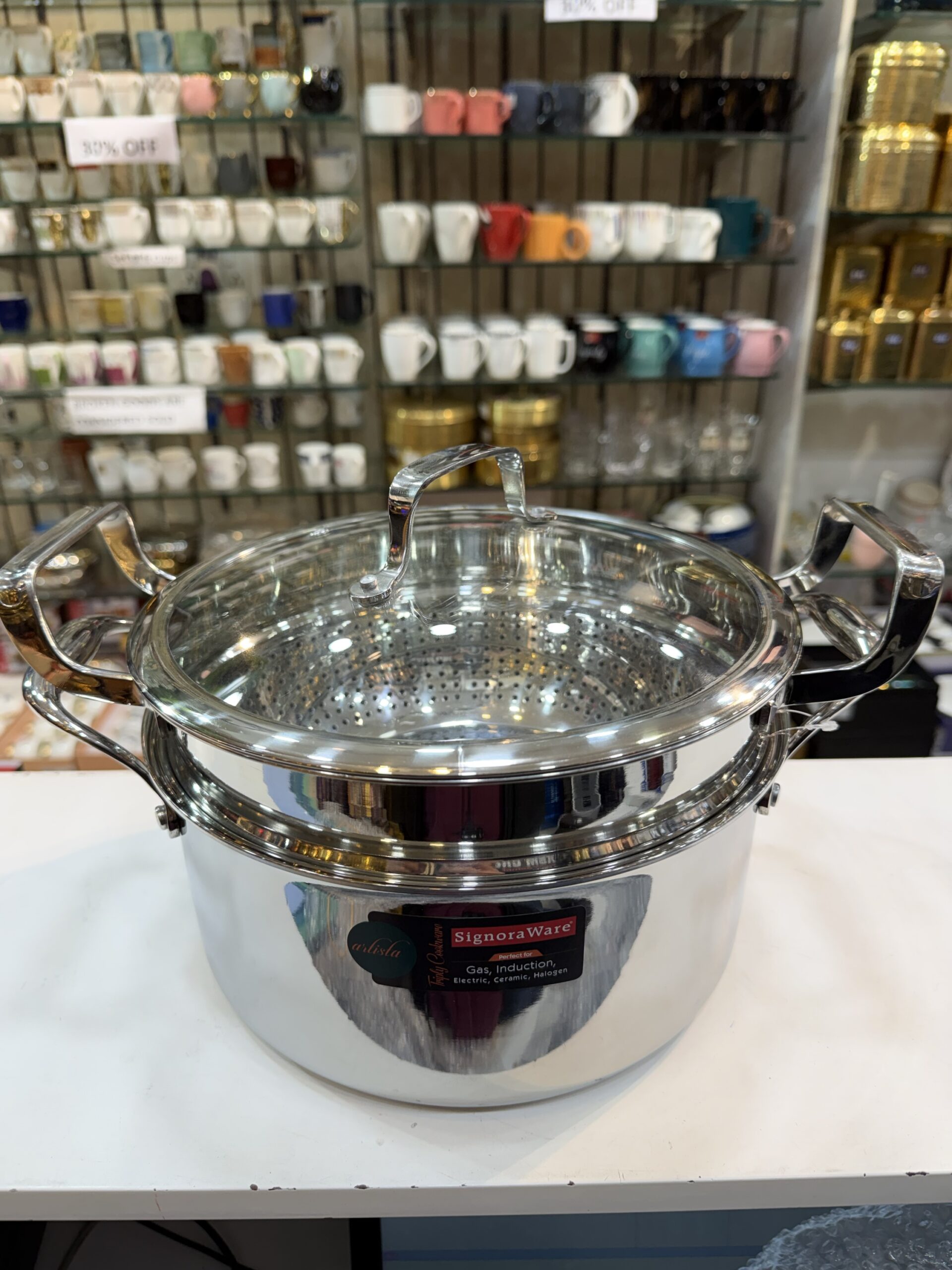 Signoraware stewpot with strainer, triply material