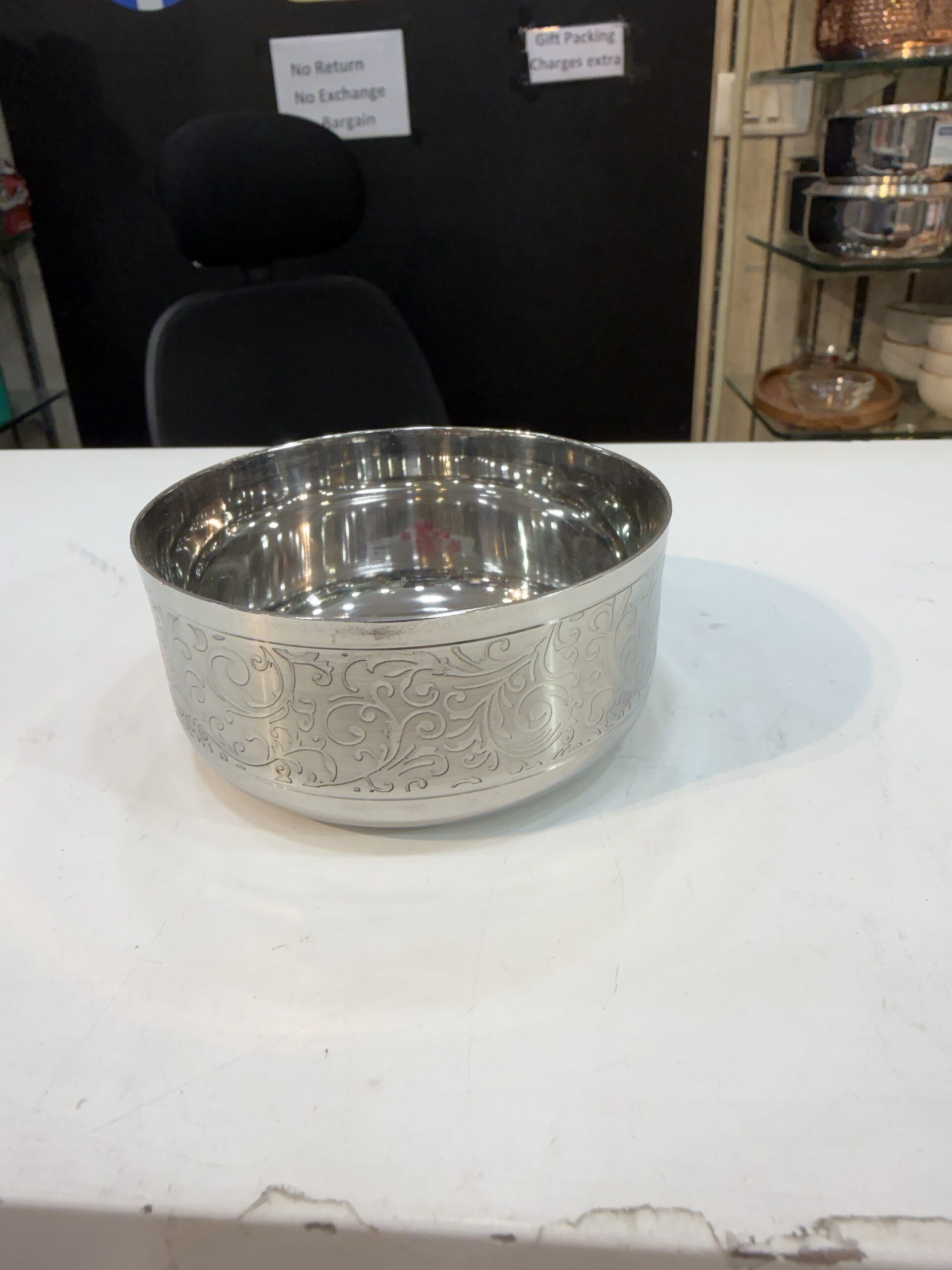 Lily katori stainless steel with etching design, set of 6 - Image 2