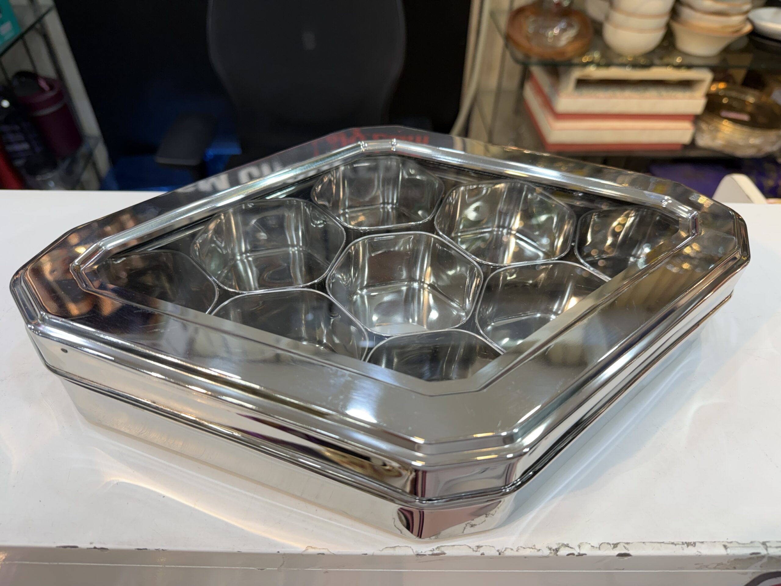 Coconut Diamond Masala box , stainless steel heavy quality