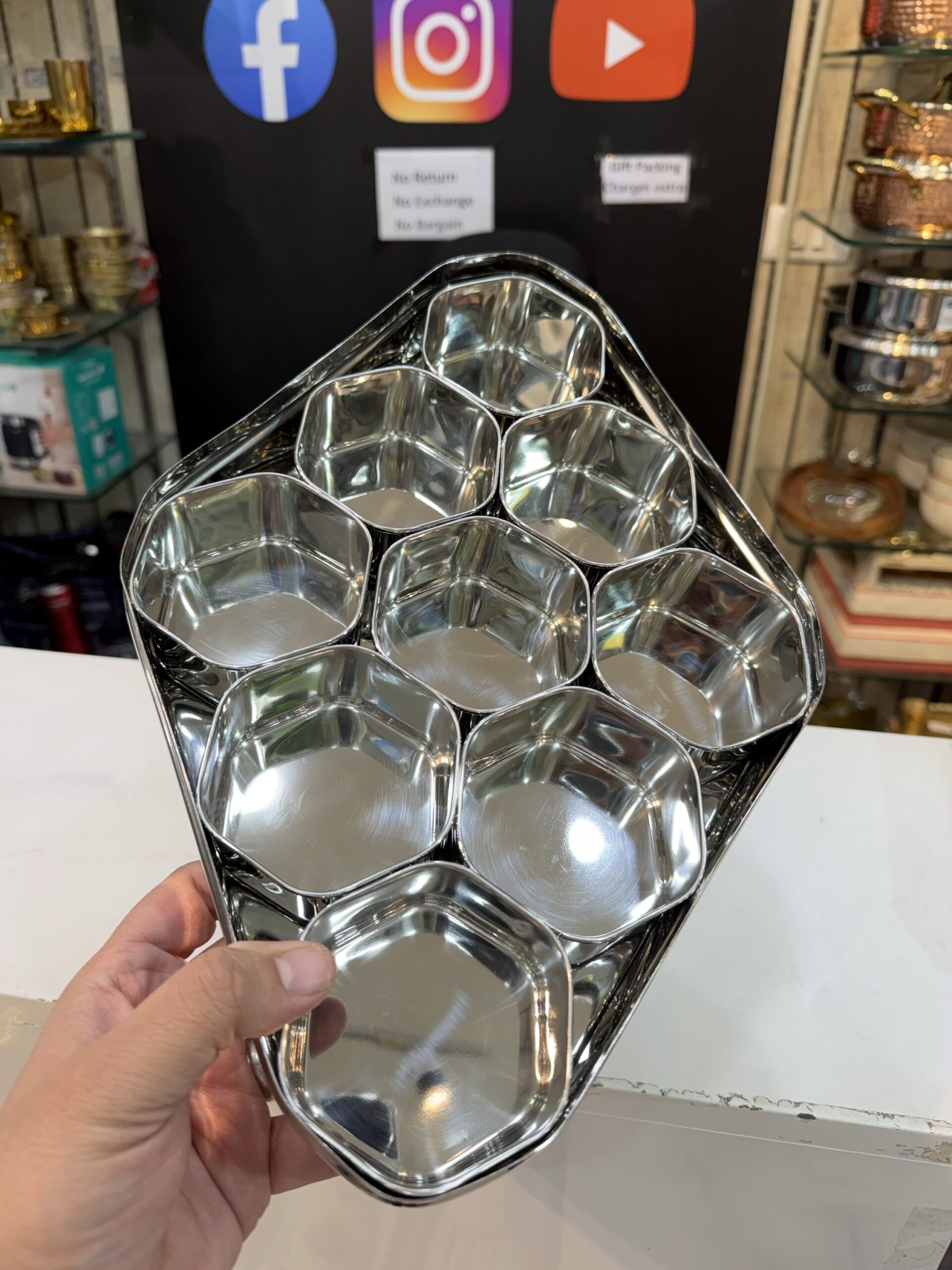 Coconut Diamond Masala box , stainless steel heavy quality - Image 2